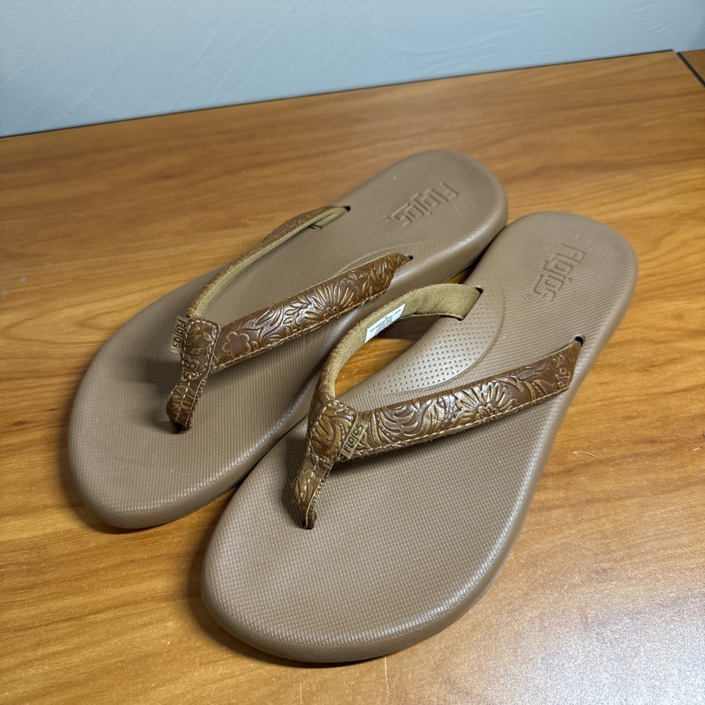 NEW Women's FloJos Rosita Artisan Memory F Flip Flop Sandals Size 9 Brown/Tan